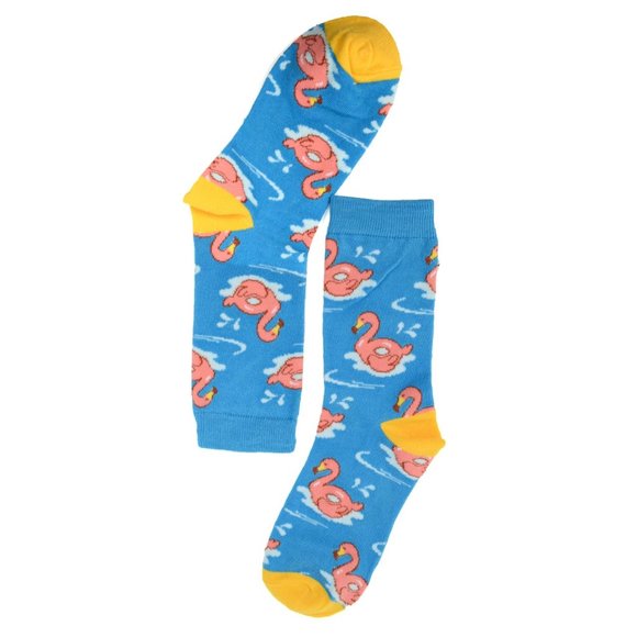 Women's Flamingo Tube Novelty Socks Blue - Picture 3 of 3